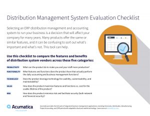 Screenshot of Acumatica distribution evaluation checklist